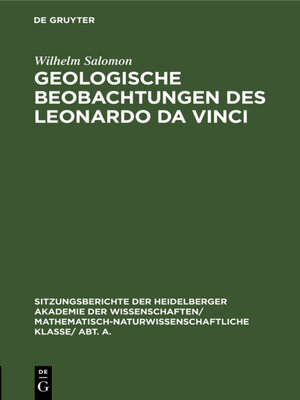 cover image of Geologische Beobachtungen des Leonardo da Vinci